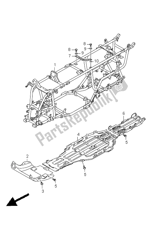 Alle onderdelen voor de Kader van de Suzuki LT A 500 XPZ Kingquad AXI 4X4 2012