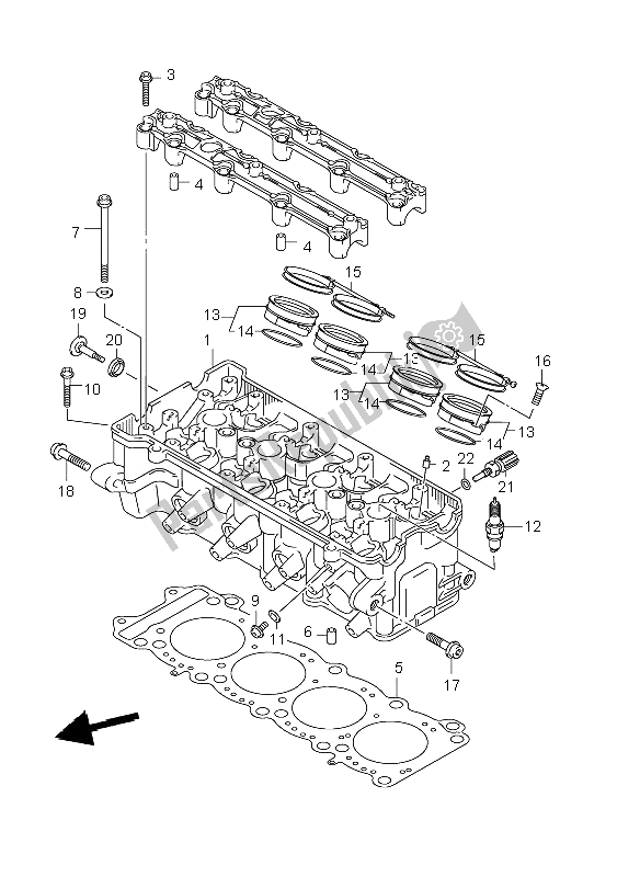 Todas as partes de Cabeça De Cilindro do Suzuki GSX R 1000 2001