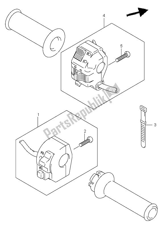 Tutte le parti per il Interruttore Maniglia (dr-z400e E24) del Suzuki DR Z 400E 2003