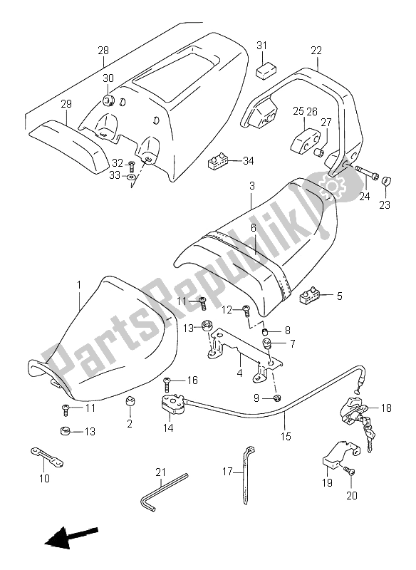 All parts for the Seat of the Suzuki GSX R 1100W 1995