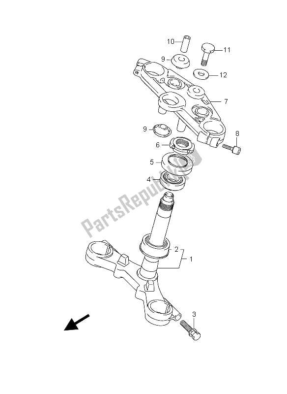 All parts for the Steering Stem (gs500f-fu) of the Suzuki GS 500 EF 2006