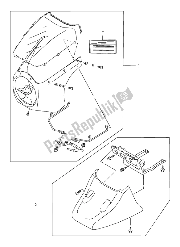 Alle onderdelen voor de Motorkap (optioneel) van de Suzuki VZ 800 Marauder 1997