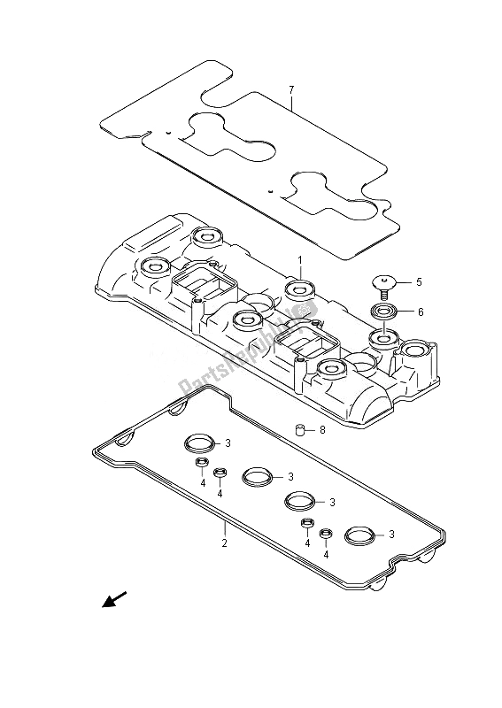 All parts for the Cylinder Head Cover of the Suzuki GSR 750A 2014