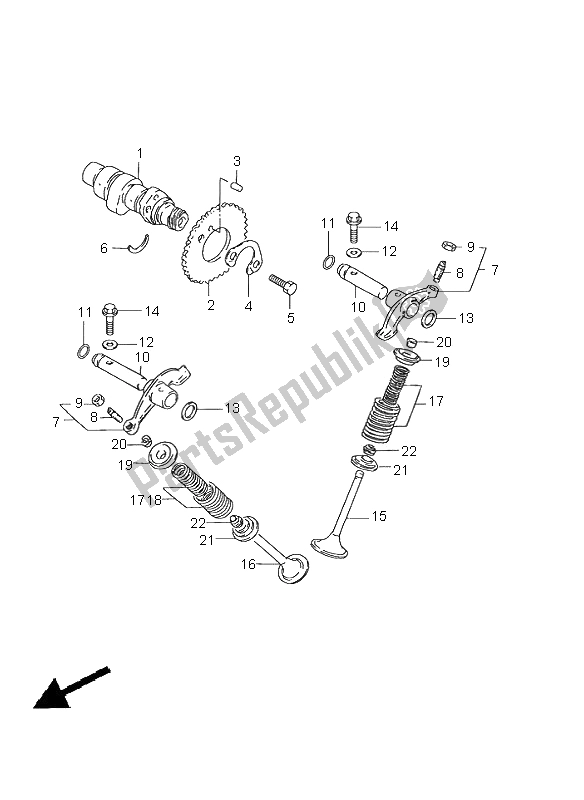 All parts for the Cam Shaft & Valve of the Suzuki GN 125E 1997