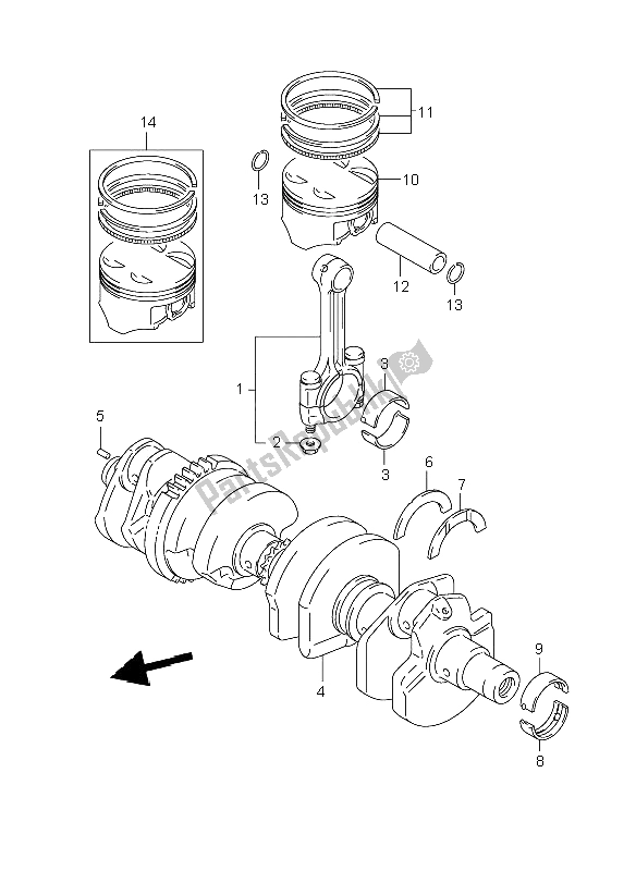 All parts for the Crankshaft of the Suzuki GSF 1200 Nsnasa Bandit 2006