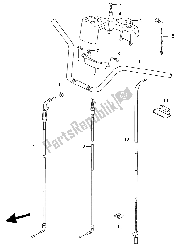 All parts for the Handlebar of the Suzuki LT A 500F Quadmaster 2000