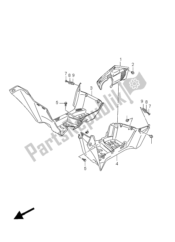 All parts for the Mudguard of the Suzuki LT A 450 XZ Kingquad 4X4 2009