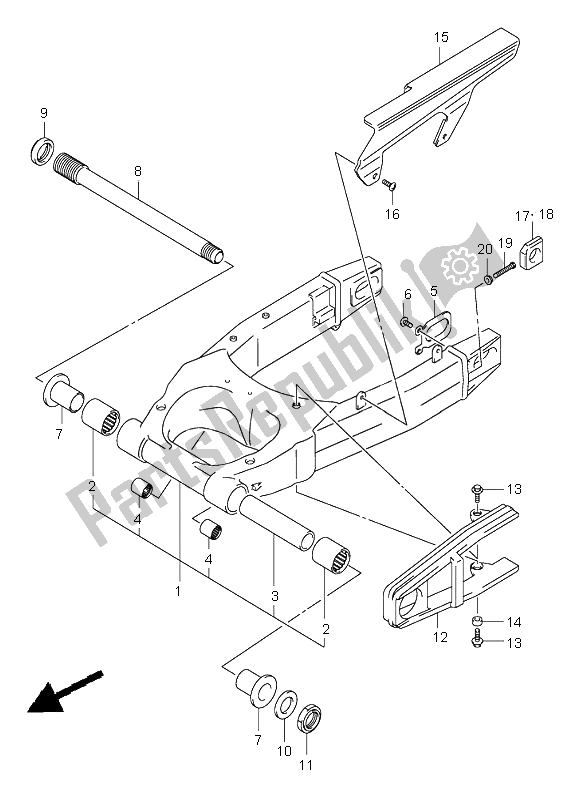 Tutte le parti per il Braccio Oscillante Posteriore del Suzuki SV 1000 NS 2004