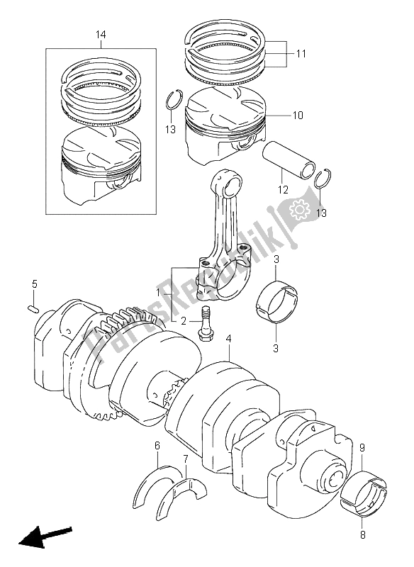 Tutte le parti per il Albero A Gomiti del Suzuki GSX R 1100W 1998