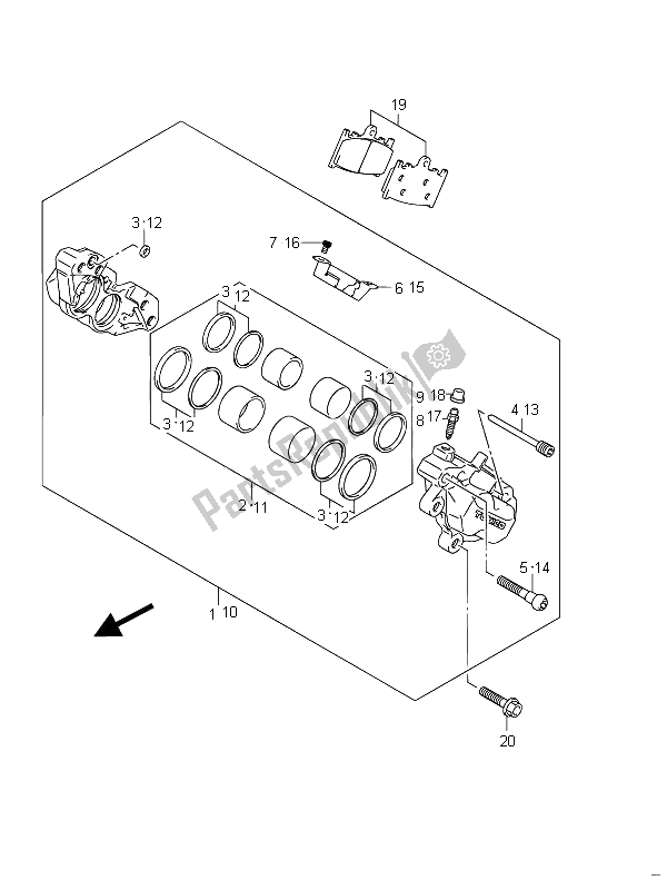 All parts for the Front Caliper (gsf650ua) of the Suzuki GSF 650 Sasa Bandit 2011