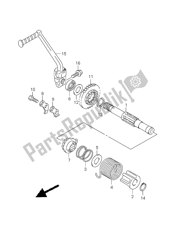 All parts for the Kick Starter of the Suzuki DR Z 125 SW LW 2009