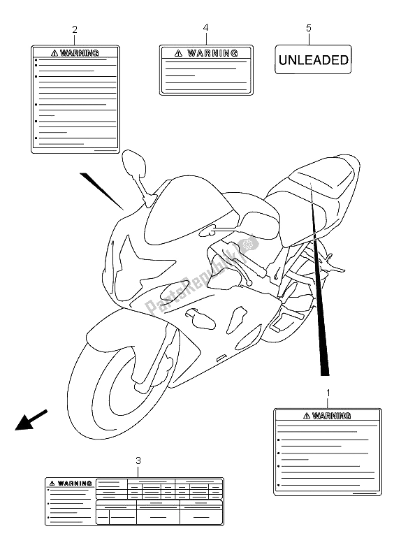 All parts for the Label of the Suzuki GSX R 600X 2005