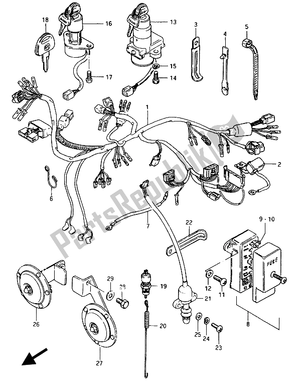 All parts for the Wiring Harness of the Suzuki GSX 750 Esefe 1985