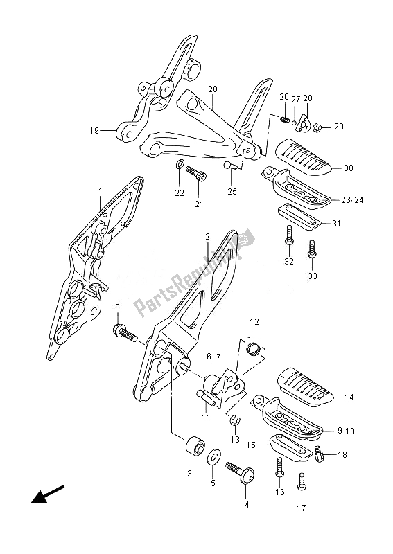 Alle onderdelen voor de Voetensteun van de Suzuki GSX 1250 FA 2014
