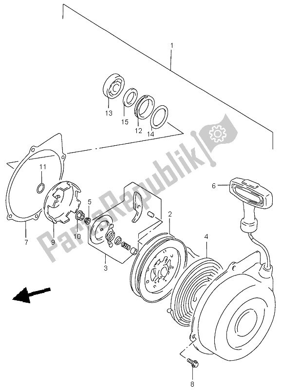 All parts for the Recoil Starter of the Suzuki LT A 500F Quadmaster 2001