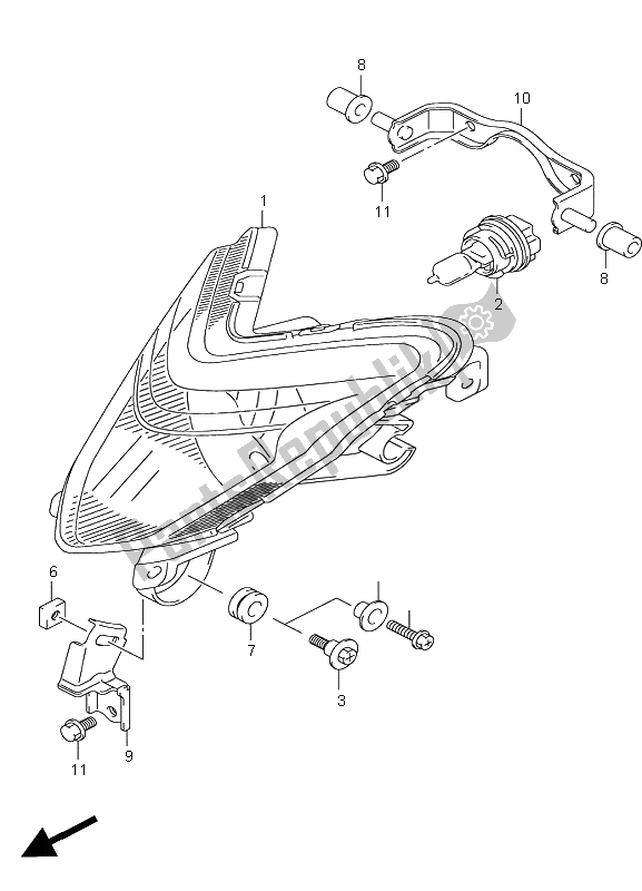 All parts for the Headlamp of the Suzuki LT R 450 Quadracer Limited 2008