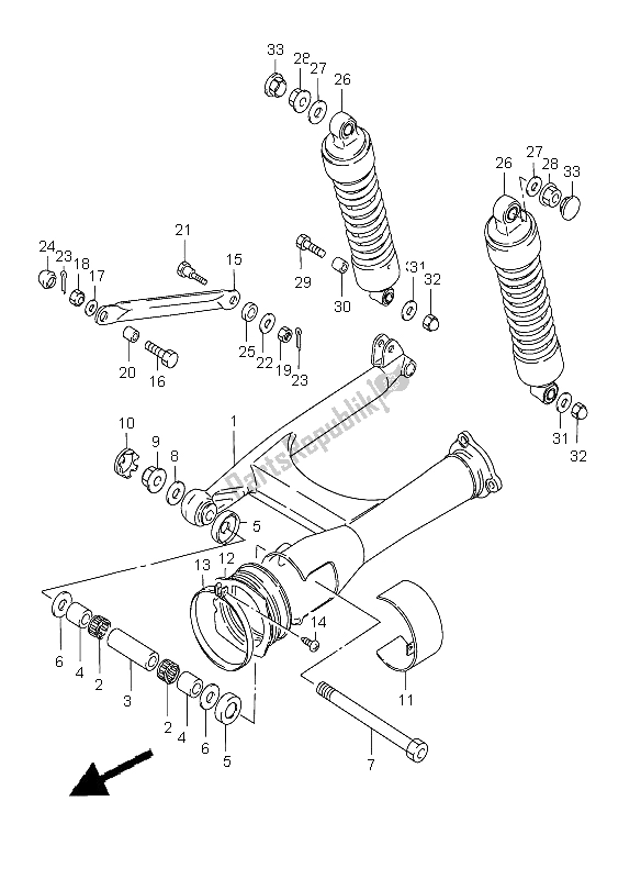 Tutte le parti per il Braccio Oscillante Posteriore del Suzuki VS 800 Intruder 2003