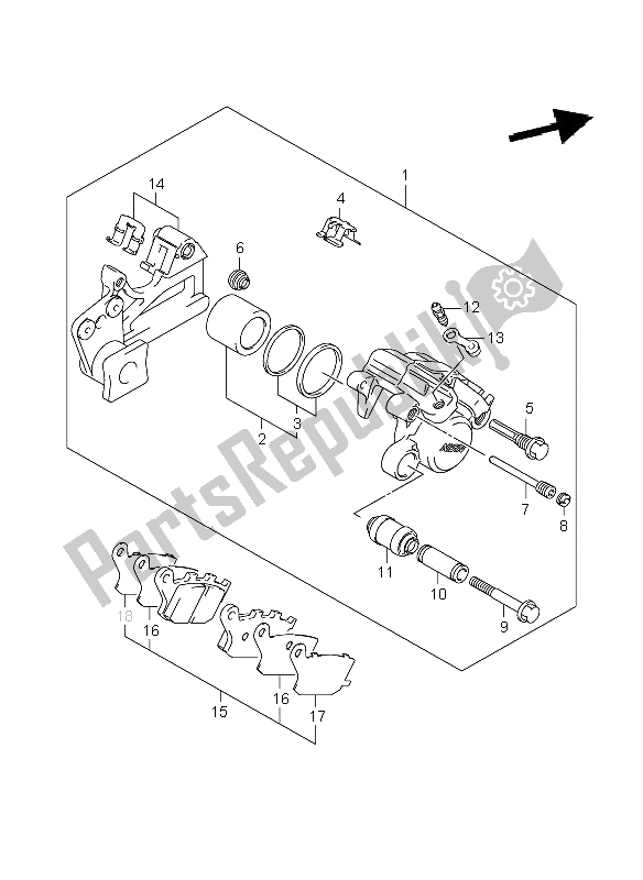 Tutte le parti per il Pinza Posteriore (gsf650a-ua-sa-sua) del Suzuki GSF 650 Nsnasa Bandit 2005