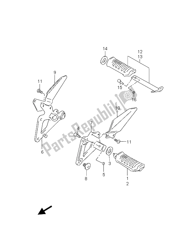 All parts for the Footrest of the Suzuki GS 500 EF 2004