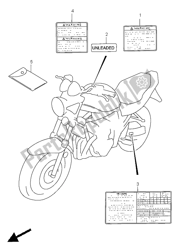 Alle onderdelen voor de Etiket van de Suzuki GSF 1200 Nssa Bandit 2000