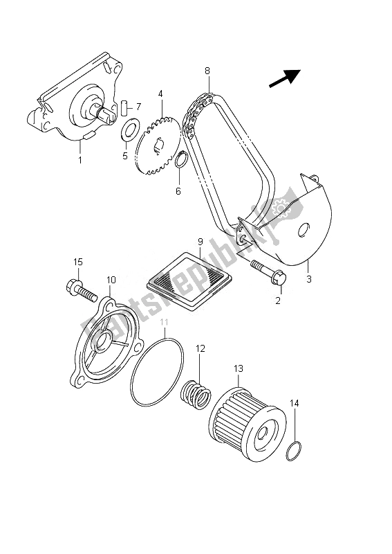 All parts for the Oil Pump of the Suzuki UX 150 Sixteen 2010