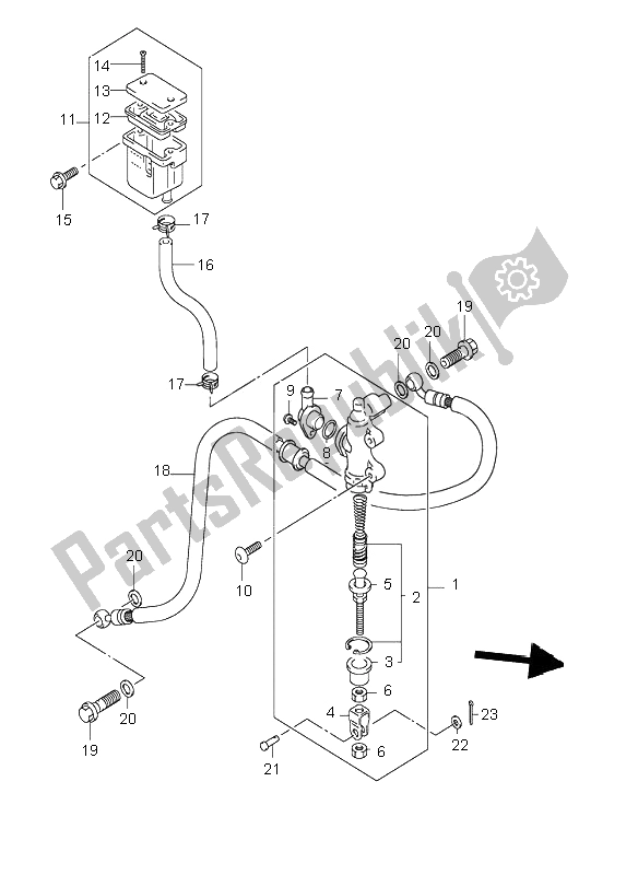 All parts for the Rear Master Cylinder of the Suzuki GSF 1200 NS Bandit 2002