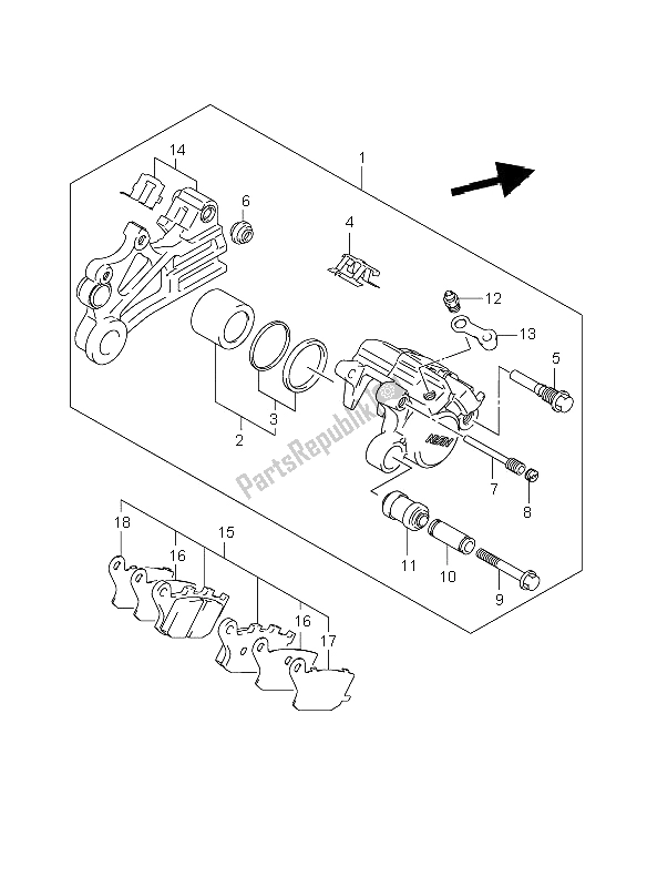 Todas las partes para Pinza Trasera (dl650a) de Suzuki DL 650A V Strom 2008