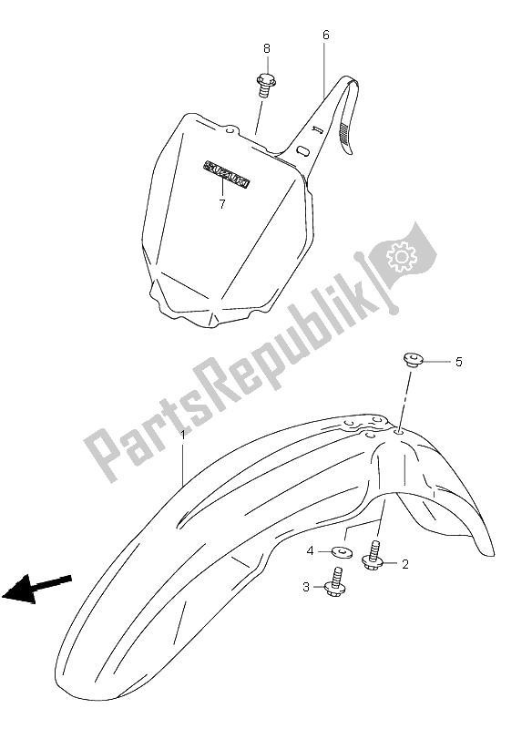 Wszystkie części do Przedni B? Otnik Suzuki RM 250 2003