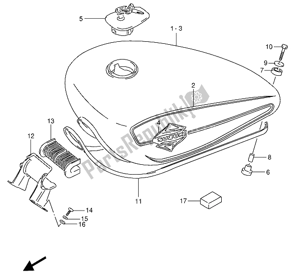 All parts for the Fuel Tank of the Suzuki VS 800 GL Intruder 1992