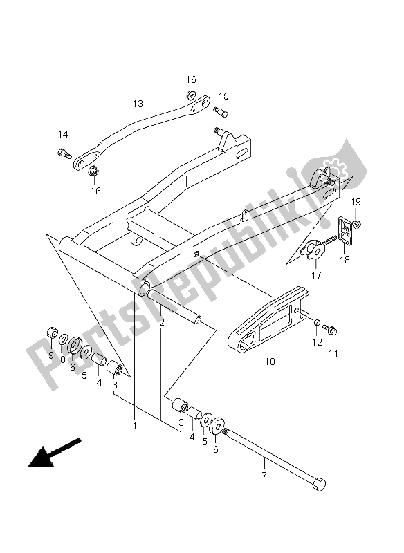 Tutte le parti per il Braccio Oscillante Posteriore del Suzuki VL 125 Intruder 2006