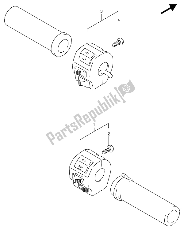 Alle onderdelen voor de Handvat Schakelaar van de Suzuki VS 800 GL Intruder 1992