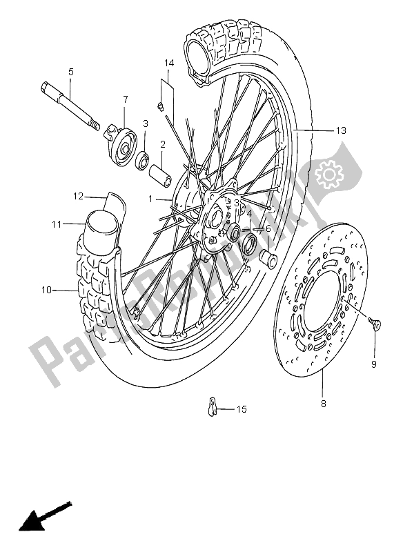 All parts for the Front Wheel of the Suzuki DR 650 SE 1999