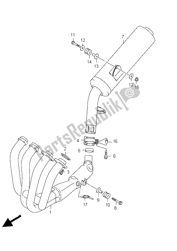 Todas as partes de Silencioso do Suzuki GSX 650 FA 2012