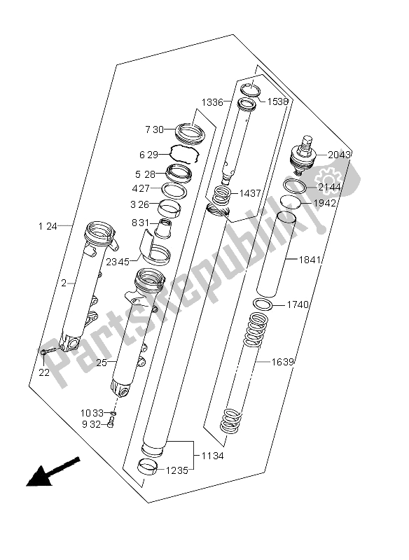 Tutte le parti per il Ammortizzatore Forcella Anteriore (gsx650fu E21) del Suzuki GSX 650 FA 2011