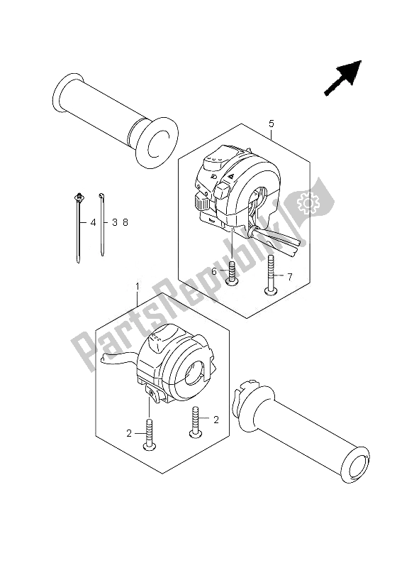 Alle onderdelen voor de Handvat Schakelaar van de Suzuki GSX 1300 BKA B King 2010