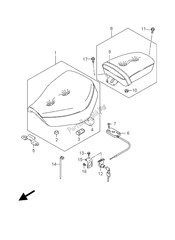 All parts for the Seat of the Suzuki GZ 250 Marauder 2006