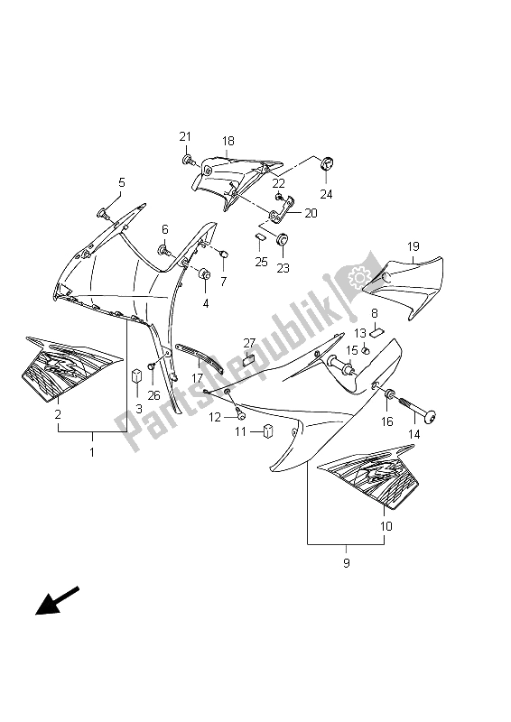 Alle onderdelen voor de Zijbekleding (gsx-r600ue E21: (jdt, Yvb) van de Suzuki GSX R 600 2012