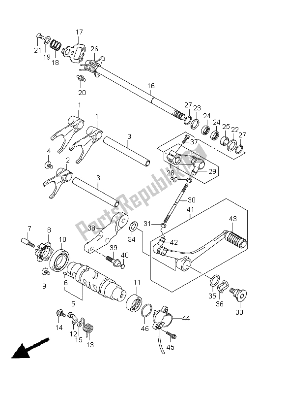 All parts for the Gear Shifting of the Suzuki GSX 650 FA 2009