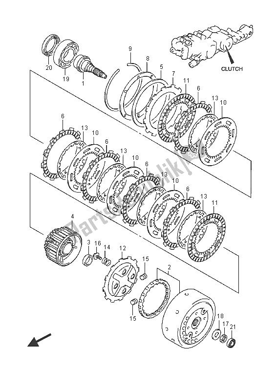 All parts for the Clutch of the Suzuki AN 650Z Burgman Executive 2016