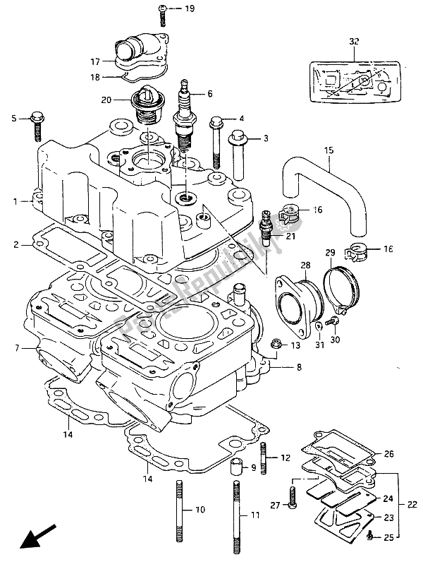 Todas as partes de Cabeça De Cilindro do Suzuki RG 250F Gamma 1986