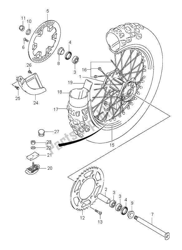 Todas las partes para Rueda Trasera de Suzuki RM 250 2003