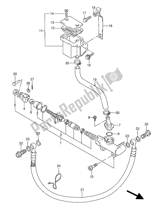 Todas las partes para Cilindro Maestro Trasero de Suzuki GSX 600 FUU2 1989