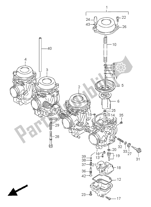 Alle onderdelen voor de Carburator van de Suzuki GSF 1200 Nssa Bandit 1999