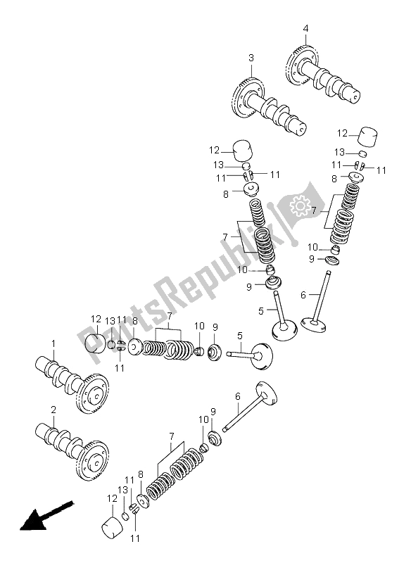 All parts for the Camshaft & Valve of the Suzuki SV 650 NS 2005