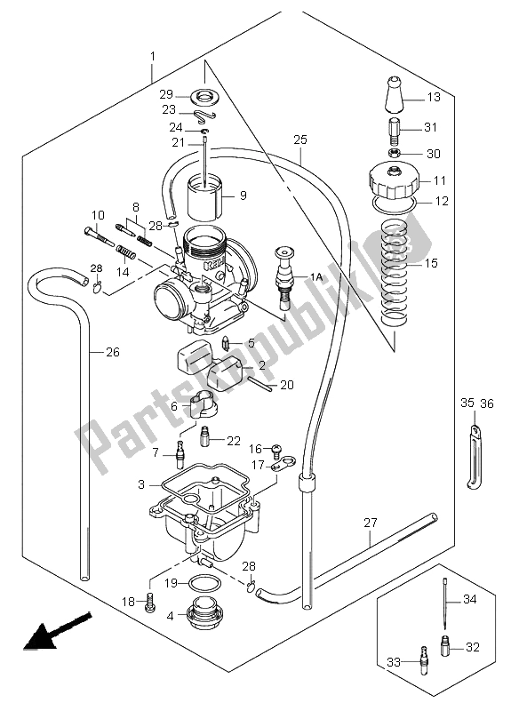 All parts for the Carburetor of the Suzuki RM 85 SW LW 2006