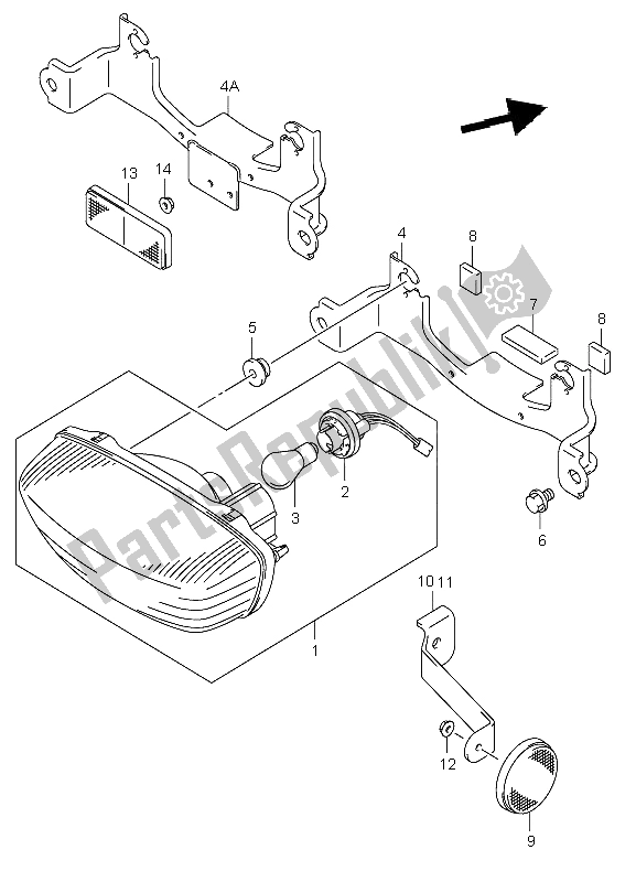 Toutes les pièces pour le Combinaison Arrière du Suzuki LT F 250 Ozark 2004