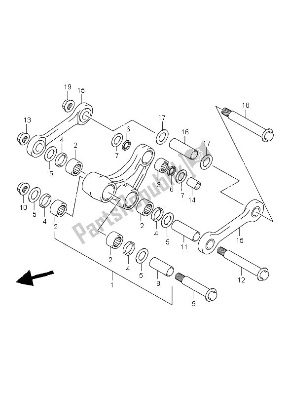 All parts for the Rear Cushion Lever of the Suzuki DR Z 400S 2002