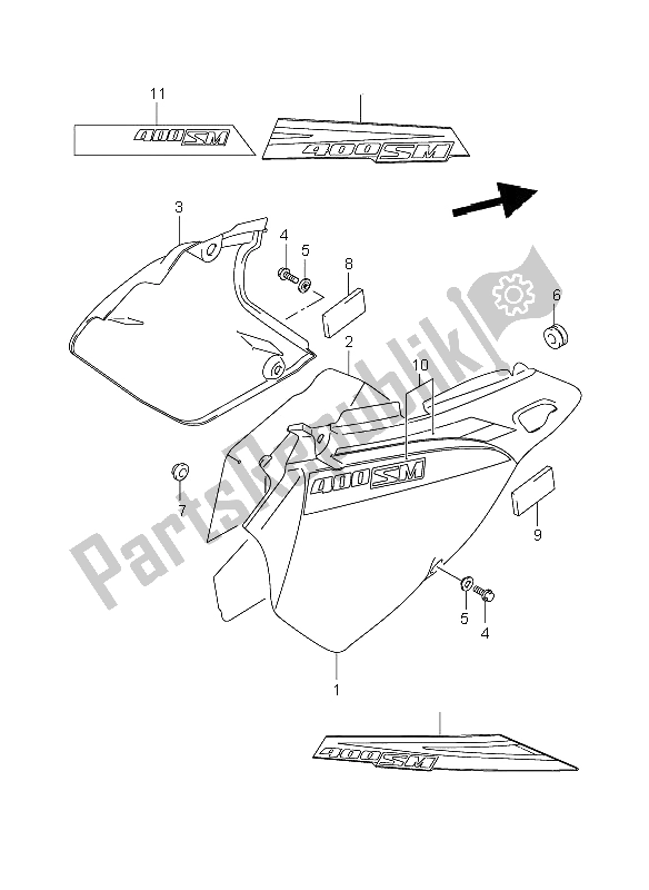 All parts for the Frame Cover of the Suzuki DR Z 400 SM 2005