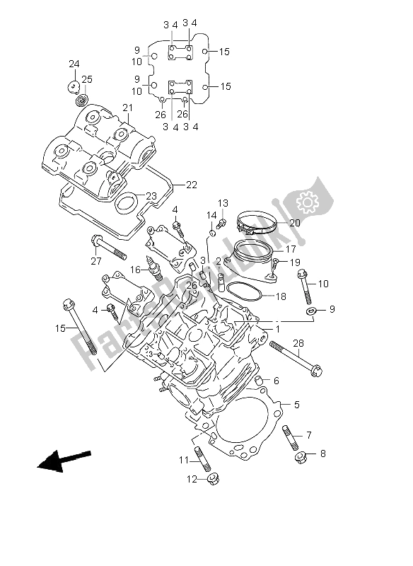 All parts for the Cylinder Head of the Suzuki TL 1000R 2001