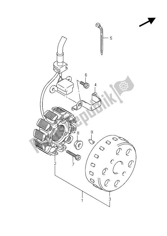 All parts for the Magneto of the Suzuki RM Z 450 2015